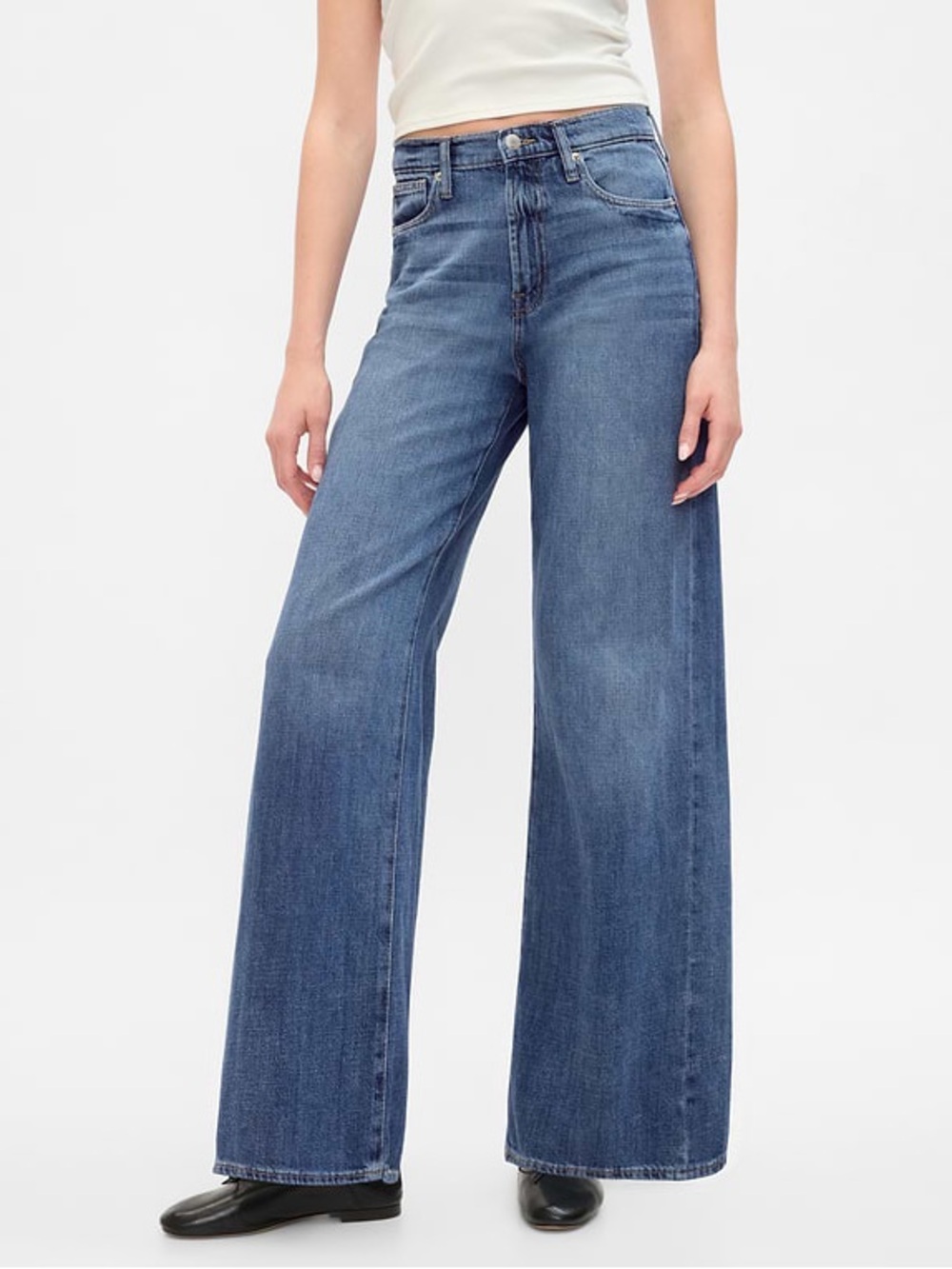 Gap High Rise Wide Leg Crop Jeans 6/28S Blue Denim Cropped Casual Women’s